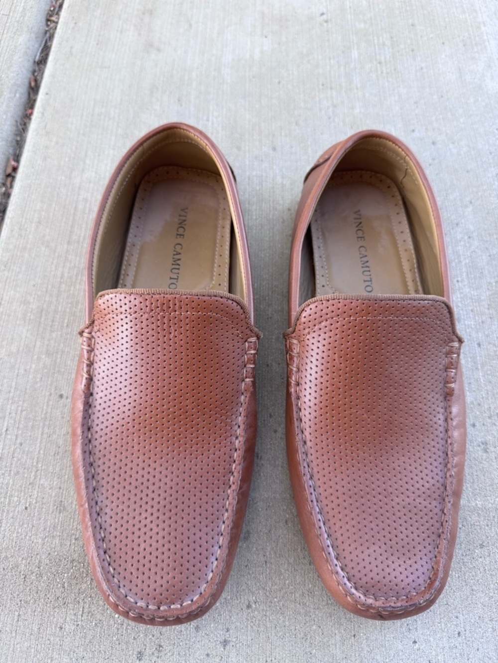 Vince Camuto Men's Eadric Casual Driving Loafers Perforated Brown 9.5/42.5